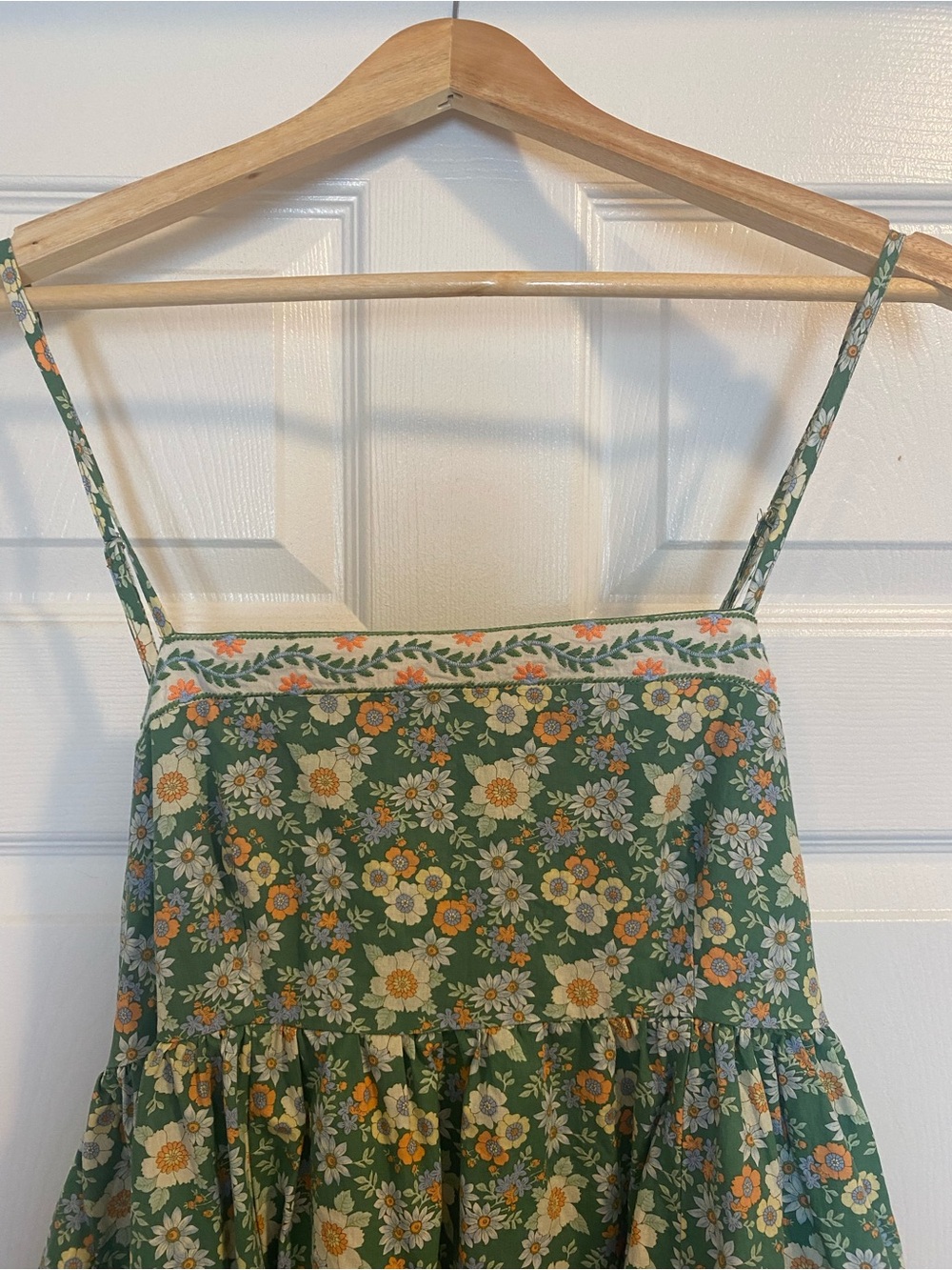 In Bloom Green Floral Maxi Dress with White and Orange Flowers
